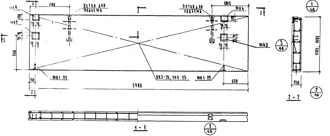 Панель НШ-60-12пр из легкого бетона (толщина 300мм) Серия ИИ 04-5